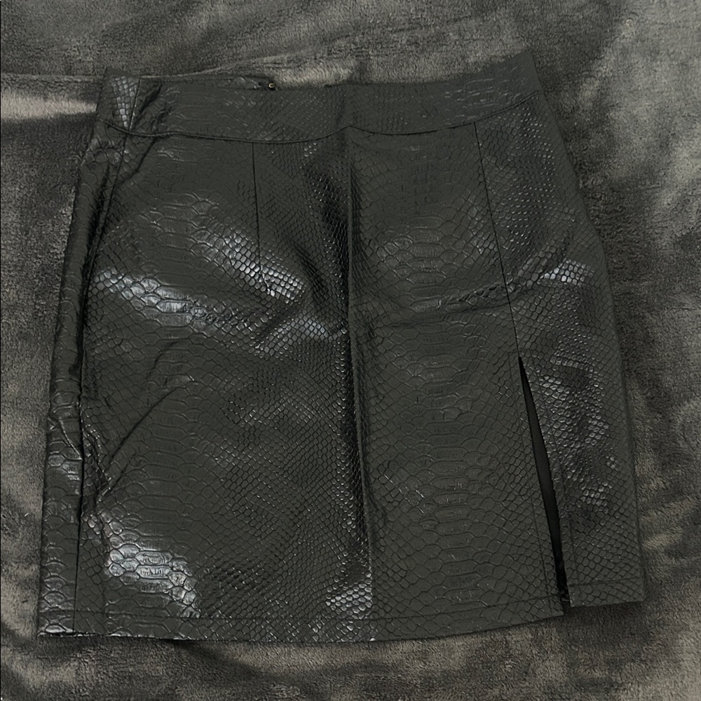 12th Tribe Black Textured Mini Skirt